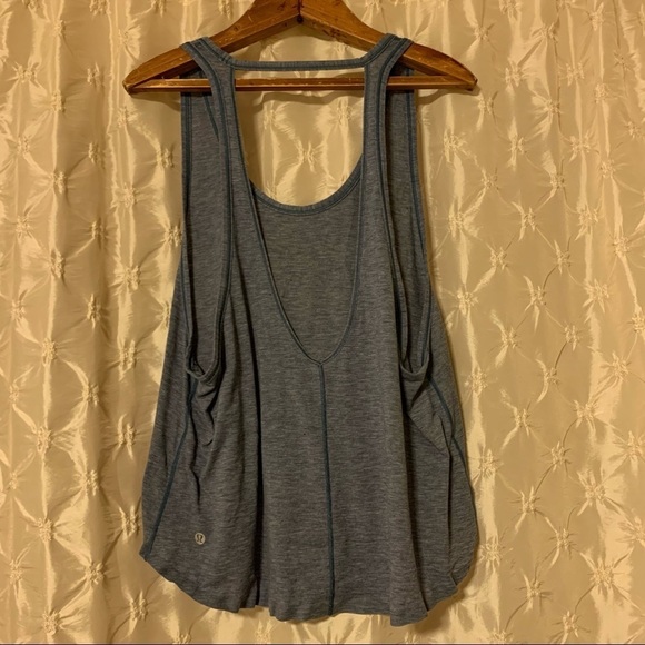 Lululemon Intended Tank Top Hi Low Deep V Back Blue - Picture 5 of 13